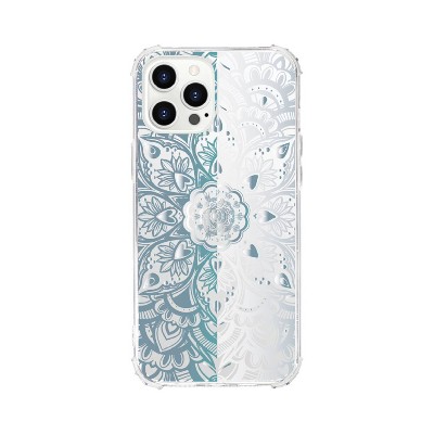 OTM Essentials iPhone 15 Pro Max Clear Tough Edge Case - Mandala Heart Gray: Plastic Abstract Design