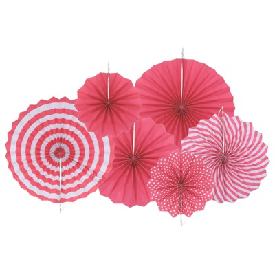 Unique Bargains Round Pattern Party Wedding Decorative Folding Paper Fans