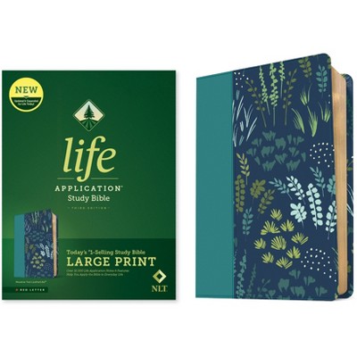 NLT Life Application Study Bible, Third Edition, Large Print (Leatherlike, Meadow Teal, Red Letter) - by  New Living Translation (Leather Bound)