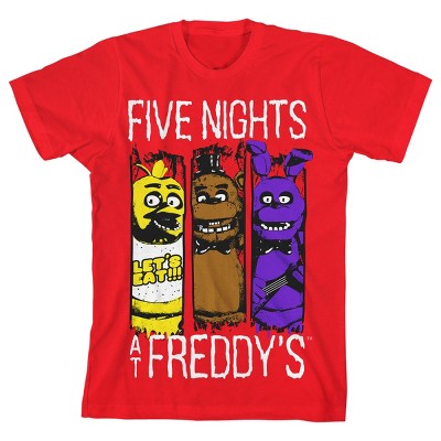 Five Nights at Freddy's Animatronics Character Art Boy's Red T-shirt
