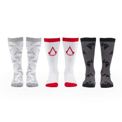 Ukonic Assassins Creed Icons Mens Crew Socks | Video Game Socks | 3 Pairs Size 9-12