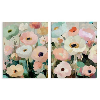 Stupell Industries Minty Garden Flowers 2pc Canvas Art Set