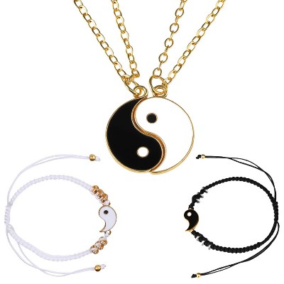 Alloy Necklace and Woven Bracelet Couple Style Set