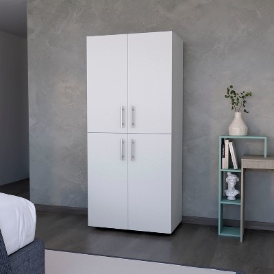 Hazel Armoire in melamine with 2 doors , 4 shelves and 2 clothes hanging bar