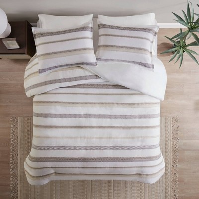 Madison Park Cove Clipped Jacquard Duvet Cover Set Multicolor Naturals