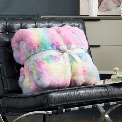 Cozy Bliss Faux Fur Throw Blankets, Plush Soft Thick Bubble Blanket for Sofa, Bedroom, Living Room