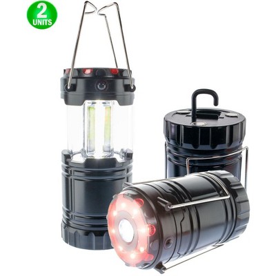 5 Star Super Deals 2 Collapsible Camping COB Emergency Lantern Flashlight - Magnetic Base, RED SOS & Emergency LED Light, Handle & Hanging Hook