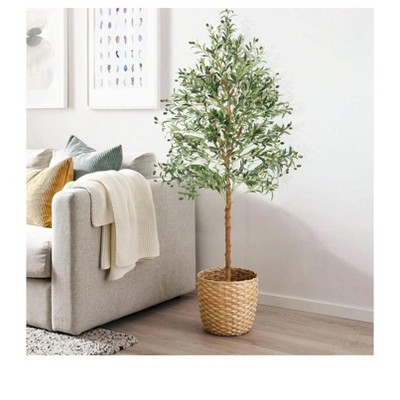 83 Inches Artificial Olive Tree Artificial Plant Faux Plant For Home Decor Indoor Outdoor Office 7 FT Decorative Fruit