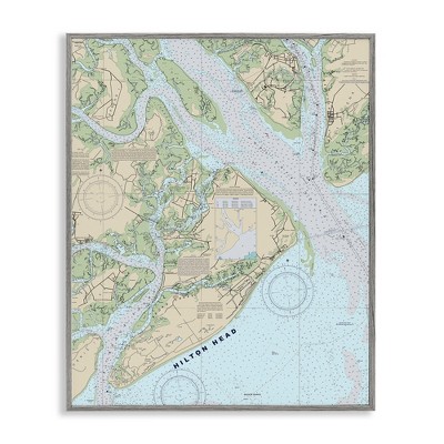 Stupell Industries Hilton Head South Carolina Coastal Nautical Map, 20" x 16"