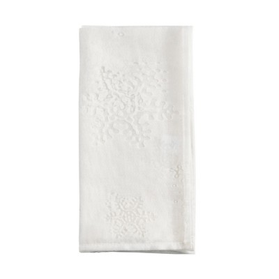 Saro Lifestyle Burnout Snowflakes Table Napkins (Set of 4), 20"x20", White