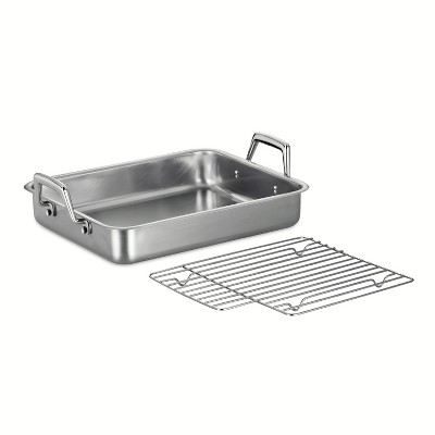Tramontina Gourmet Prima 13.5" Roasting Pan with Basting Grill: Stainless Steel Turkey Roaster with Rack, Oven & Dishwasher Safe