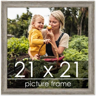 PosterPalooza | 21x21 Thin Barnwood Picture Frame, UV Acrylic, 2 Finishes - Grey and Black