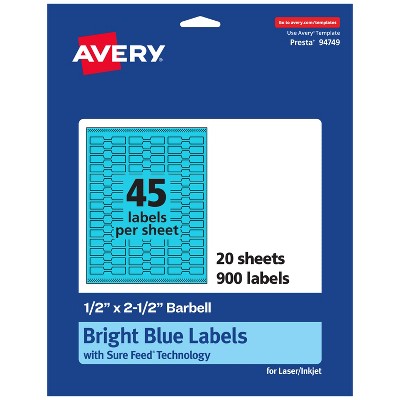 Avery Bright Blue Paper Labels, 0.5" x 2.5" Barbell