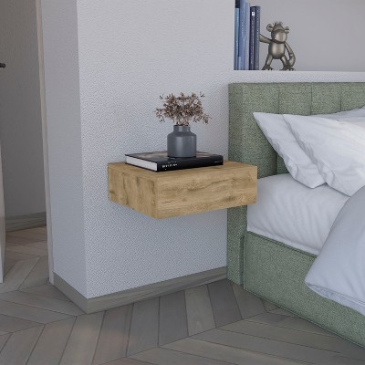 Depot E-Shop Floating Nightstand 5"H, Modern Wall-Mounted Bedside Shelf with Drawer