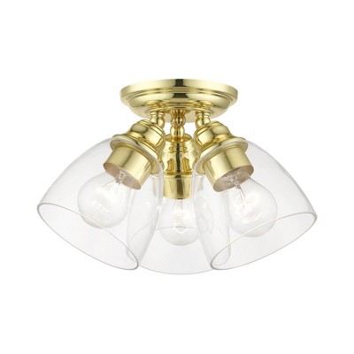 Livex Lighting Montgomery 3 - Light Flush Mount in  Polished Brass