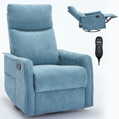 Swivel Rocker Recliner Chair with Heat and Massage, Manual Recliner Chair for Living Room, Fabric Lounge Recliner Chair - Koiai
