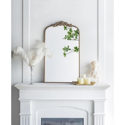 CAVINAS Arched Wall Mirrors with Metal Frame,Wall-Mounted Baroque Inspired Decor Mirror for Bathroom,Living Room,Bedroom