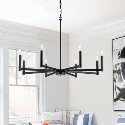 LLHZSY 8-Light Classic Candle Chandelier Kitchen island Hanging Pendant for dining room - 35 2/5 in. W x 7 3/10 in. H - Black