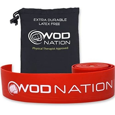 WOD Nation 1-Pc Muscle Floss Bands Recovery Band for Tack and Flossing Sore Muscles, Stretch Band with Carry Case- Red (Medium)