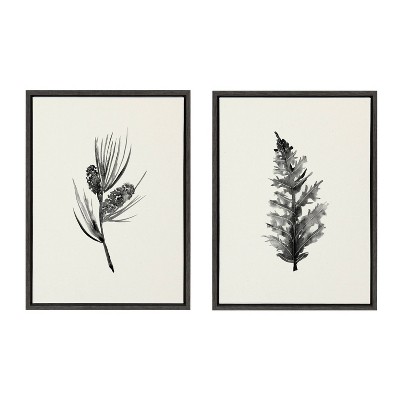 (Set of 2) 18" x 24" Sylvie Vintage Botanical 3 and 4 Framed Canvas Set - Kate & Laurel All Things Decor