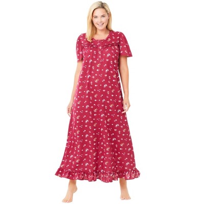 Dreams & Co. Long Floral Print Cotton Gown