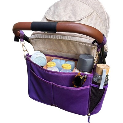 Sarah Wells Deluxe Stroller Caddy Organizer – Insulated, Machine-Washable with Crossbody Strap, Storage Pockets & Luggage Sleeve
