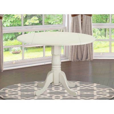 HomeStock Dining Table Made of Rubber Wood with Two 9 Inch Drop Leaves
