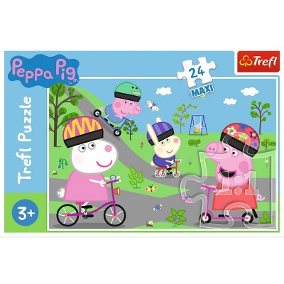Trefl Maxi Peppa Pig's Active Day Jigsaw Puzzle - 24pc: Cardboard Activity for Kids, Creative Thinking