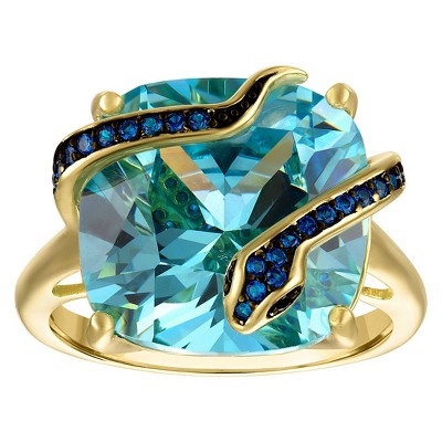Designs By Gioelli 14K Gold Over Sterling Silver Simulated Blue Topaz Ring