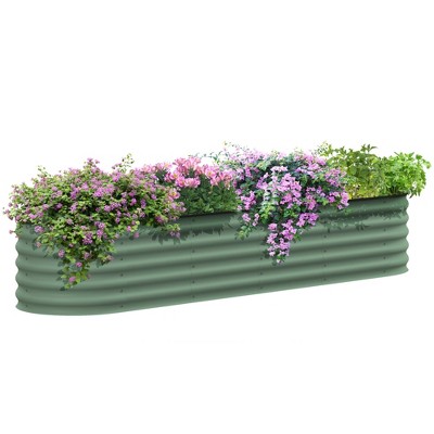 Outsunny Galvanized Raised Garden Bed Kit, Metal Planter Box with Safety Edging