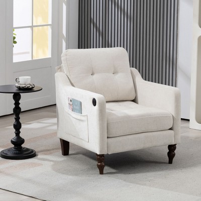 NicBex Chenille Accent Chair Upholstered Living Room Chairs with USB Port and Side Storage, Comfy Chair for Bedroom