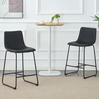 PAGED Retro Style Bar Stools Suede Bar Chairs Comfortable Dining Chairs with Non-Slip Pads for Home Pub, Set of 2