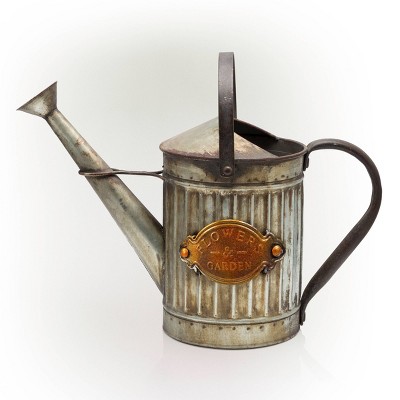 12" Metal Watering Flower Can Silver - Alpine Corporation