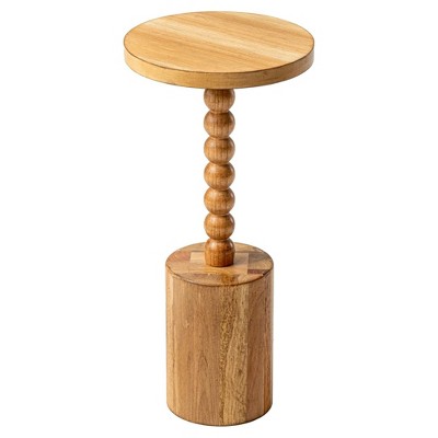 COZAYH Farmhouse Round Pedestal Martini Table for Living Rooms, Bedrooms & Small Spaces, for Holding Drinks, Plants, Lamps or Decorative Pieces, Brown
