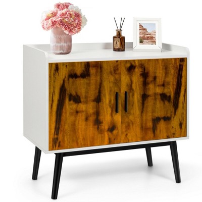 Costway Sideboard Buffet Storage Cabinet w/2 Door Metal Legs Accent Cabinet 32In
