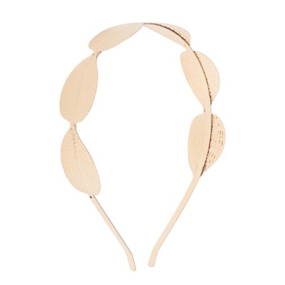 Unique Bargains Women's Cute Cracked Leaf Headbands Gold Tone 1 Pc