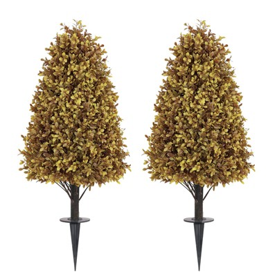 poetree 36" Artificial Boxwood Topiary Tree, Faux Plant for Outdoor Fall Porch Decor，2-Pack