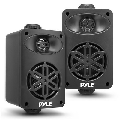 PYLE 3.5" Outdoor Waterproof Speakers – All-Weather Mountable Speaker Pair for Patio, Pool, or Boat – Black