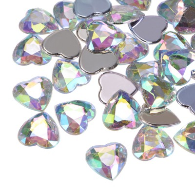 Unique Bargains Craft Embellishments Acrylic Heart Rhinestone Flat Back Gems 40 Pcs