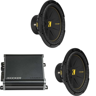 Kicker (2) 50CWCS124 CompC 12" Subwoofer, Single 4-Ohm with CXA8001 Amp Bundle