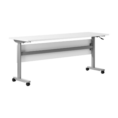 Flash Furniture Palmer Commercial Grade Heavy-Duty Nesting Flip Training Table with T-Legs, Modesty Panel, Tabletop, and Frame