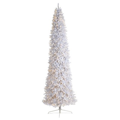 Slim White Artificial Christmas Tree with Warm White LED Lights and Bendable Branches – Sleek Festive X-Mas Glow