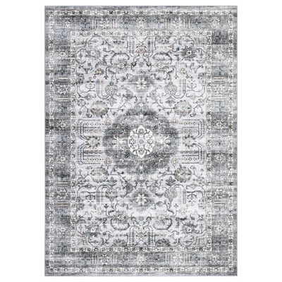 Washable Vintage Rug Non Slip Low Pile Rug Soft Throw Floor Cover Foldable Indoor Carpet for Living Room Bedroom Office