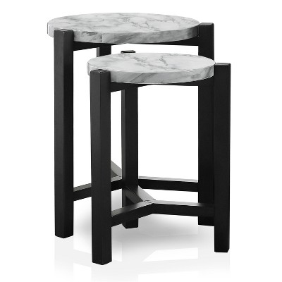 24/7 Shop At Home Crega: Modern Tripod Leg Nesting Tables, Wood Finish, Set of 2
