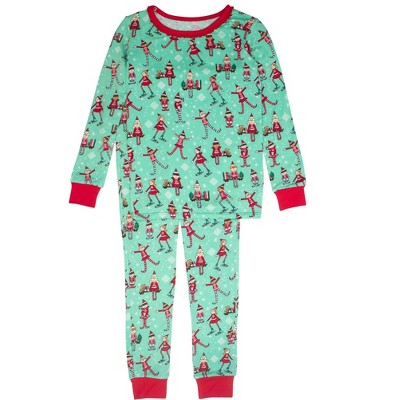 RuffleButts SoftSnooze Girls Holiday Ruffle Long Sleeve Pajama Set