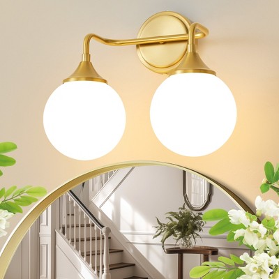 POWLIG Dimmable Vanity Light – Modern Bathroom Fixture with 5.9" Opal Glass Globes