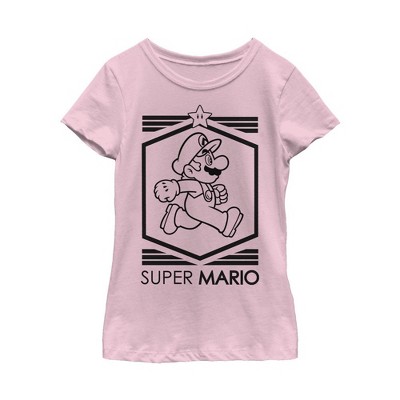Girl's Nintendo Super Mario Star Outline T-Shirt
