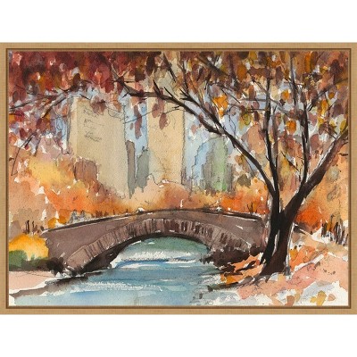 Amanti Art Autumn in New York - Study I by Samuel Dixon Canvas Wall Art Print Framed 30 x 23-in.