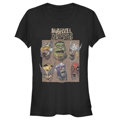 Juniors Womens Marvel Zombies Happy Faces T-Shirt