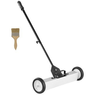 VEVOR 50Lbs Rolling Magnetic Sweeper with Wheels, Push-Type Magnetic Pick Up Sweeper, 24-inch Magnet Pickup Lawn Sweeper